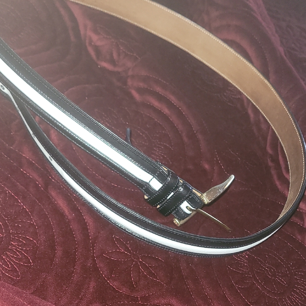 Black and White Leather Belt